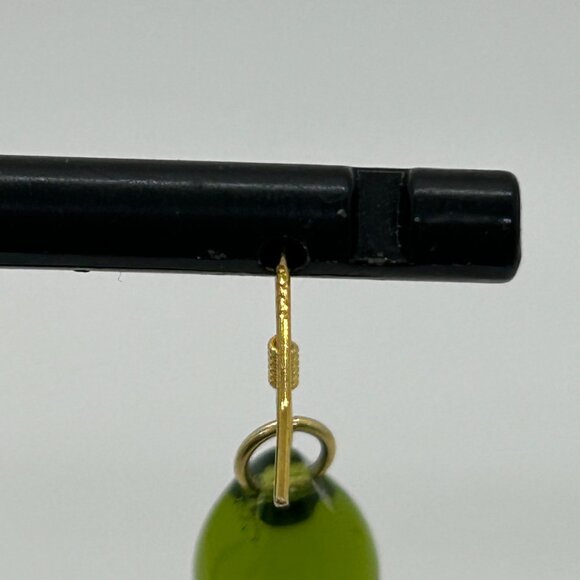 Handmade Green Teardrop Glass Earrings With Sterling Silver Wire Hooks For Women - Picture 11 of 15